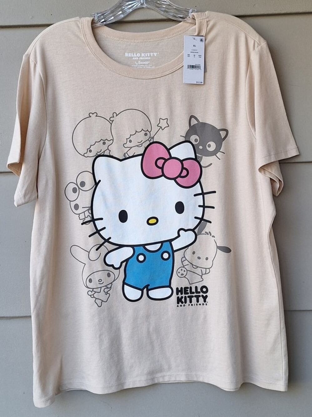 Hello Kitty and friends Sanrio Women's Cotton blend T shirt Cement Beige